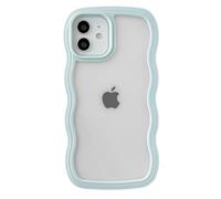 Caseative Cute Curly Wave Shape Shockproof Soft iPhone Case for Women Girls (Green,iPhone 12)