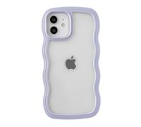 Caseative Cute Curly Wave Frame Shape Shockproof Silicone iPhone 12 Case (Purple)