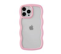 Caseative Cute Curly Wave Frame Shape Shockproof Soft Compatible with iPhone Case (Pink,iPhone 13 Pro Max)