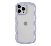 Caseative Cute Curly Wave Frame Shape Shockproof Soft Compatible with iPhone Case (Purple,iPhone 13 Pro Max)