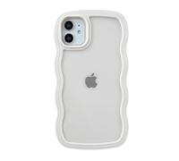 Caseative Cute Curly Wave Frame Shape Shockproof Soft Compatible with iPhone Case (White,iPhone 11)