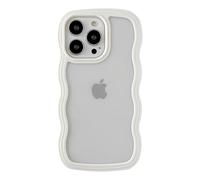 Caseative Cute Curly Wave Frame Shape Shockproof Soft Compatible with iPhone Case (White,iPhone 13 Pro)