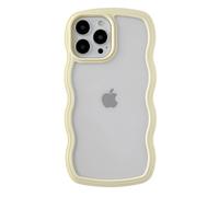 Caseative Cute Curly Wave Frame Shape Shockproof Soft Compatible with iPhone Case (Yellow,iPhone 13 Pro Max)