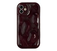 Caseative Cute Water Ripple Shape Camera Lens Protection Soft Compatible with iPhone Case (WineRed,iPhone 12)