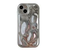Caseative Cute Water Ripple Shape Chrome Plating Electroplated Camera Lens Protection Soft Compatible with iPhone Case (Silver,iPhone 14)