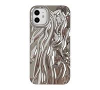 Caseative for iPhone 11 Case,Pleated Water Ripple Chrome Wave Pattern Soft Phone Case (Silver)