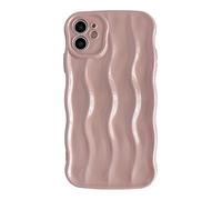 Caseative for iPhone 11 Case, Water Ripple Pattern Curly Wave Frame Soft Case, Pink, Supports Wireless Charging