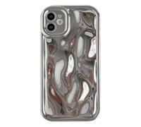 Caseative for iPhone 11 Case,Water Ripple Wave Meteorite Bubble Chrome Plating Soft Phone Case (Light Silver)
