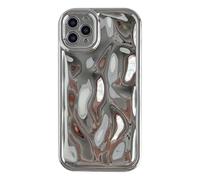 Caseative for iPhone 11 Pro Max Case,Water Ripple Wave Meteorite Bubble Chrome Plating Soft Phone Case (Light Silver)