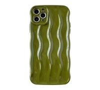 Caseative for iPhone 11 Pro Max - Water Ripple Pattern Curly Wave Frame Soft Case (Green)