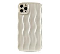 Caseative for iPhone 11 Pro Max - Water Ripple Pattern Curly Wave Frame Soft Case (White)