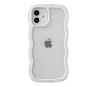 Caseative for iPhone 12 Case,Cute Curly Wave Frame Shape Shockproof Soft Phone Case (White)