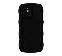 Caseative for iPhone 12 Case,Solid Color Curly Wave Frame Soft Phone Case (Black)