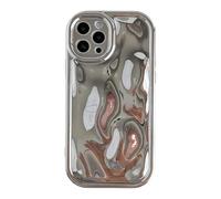 Caseative for iPhone 12 Pro Case,Water Ripple Wave Meteorite Bubble Chrome Plating Soft Phone Case (Silver)