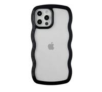 Caseative for iPhone 12 Pro Max Case,Cute Curly Wave Frame Shape Shockproof Soft Phone Case (Black)