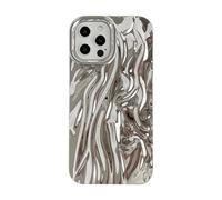 Caseative for iPhone 12 Pro Max Case,Pleated Water Ripple Chrome Wave Pattern Soft Phone Case (Silver)