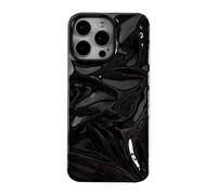 Caseative for iPhone 12 Pro Max Case,Solid Color Water Ripple Wave Pattern Pleated Phone Case (Black,12 Pro Max)