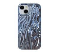 Caseative for iPhone 13 Case,Pleated Water Ripple Chrome Wave Pattern Soft Phone Case (Blue)