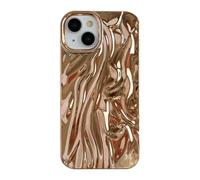 Caseative for iPhone 13 Case,Pleated Water Ripple Chrome Wave Pattern Soft Phone Case (Gold)