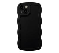 Caseative for iPhone 13 Case,Solid Color Curly Wave Frame Soft Phone Case (Black)