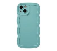 Caseative for iPhone 13 Case,Solid Color Curly Wave Frame Soft Phone Case (Blue)