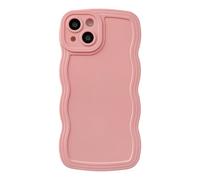 Caseative for iPhone 13 Case,Solid Color Curly Wave Frame Soft Phone Case (Pink)