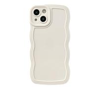 Caseative for iPhone 13 Case,Solid Color Curly Wave Frame Soft Phone Case (White)