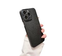 Caseative for iPhone 13 Case,Solid Color Leather Pattern Full Camera Lens Protection Anti-Fingerprint Compatible with iPhone Case (Black,iPhone 13)