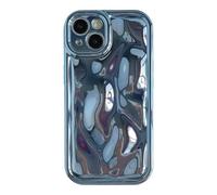 Caseative for iPhone 13 Case,Water Ripple Wave Meteorite Bubble Chrome Plating Soft Phone Case (Light Blue)