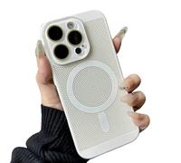 Caseative for iPhone 13 Pro Case,Heat Dissipation Breathable Hollow Mesh Magnetic Compatible with MagSafe Wireless Charging (White,13 Pro)