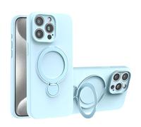 Caseative for iPhone 13 Pro Max Case,Candy Color Liquid Silicone Ring Bracket Stand Holder Phone Case (Blue,13 Pro Max)