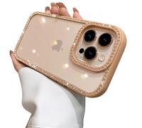 Caseative for iPhone 13 Pro Max Case,Clear Glitter Bling Diamond Frame Phone Case (Khaki,13 Pro Max)