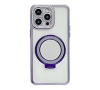 Caseative for iPhone 13 Pro Max Case,Glitter Bling Diamond Camera Frame Mirror with Stand Holder Magnetic Compatible with MagSafe Wireless Charging (Purple,13 Pro Max)