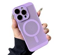 Caseative for iPhone 13 Pro Max Case,Heat Dissipation Breathable Hollow Mesh Magnetic Compatible with MagSafe Wireless Charging (Light Purple,13 Pro Max)