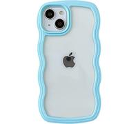 Caseative for iPhone 14 Case,Cute Curly Wave Frame Shape Shockproof Soft Phone Case (Blue)