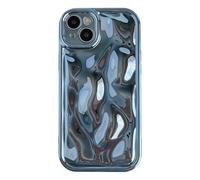 Caseative for iPhone 14 Plus Case,Water Ripple Wave Meteorite Bubble Chrome Plating Soft Phone Case (Light Blue)