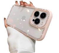 Caseative for iPhone 14 Pro Max Case,Clear Glitter Bling Diamond Frame Phone Case (Pink,14 Pro Max)