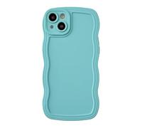 Caseative for iPhone 15 Plus Case,Solid Color Curly Wave Frame Soft Phone Case (Blue)