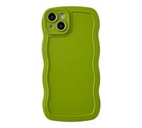 Caseative for iPhone 15 Plus Case,Solid Color Curly Wave Frame Soft Phone Case (Green)