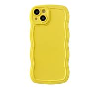 Caseative for iPhone 15 Plus Case,Solid Color Curly Wave Frame Soft Phone Case (Yellow)