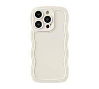 Caseative for iPhone 15 Pro Case,Solid Color Curly Wave Frame Soft Phone Case (White)