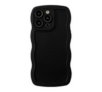 Caseative for iPhone 15 Pro Max Case,Solid Color Curly Wave Frame Soft Phone Case (Black)