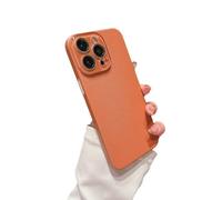 Caseative for iPhone 16 Pro Max Case,Solid Color Leather Pattern Full Camera Lens Protection Anti-Fingerprint Compatible with iPhone Case (Orange,iPhone 16 Pro Max)