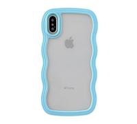 Caseative for iPhone X/Xs Case, Cute Curly Wave Frame Shape Shockproof Soft Compatible with iPhone Case (Blue,iPhone X/Xs)