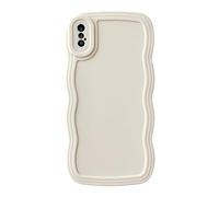 Caseative for iPhone X/Xs Case, Solid Color Curly Wave Frame Soft Compatible with iPhone Case (White,iPhone X/Xs)