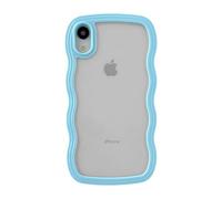 Caseative for iPhone Xr Case, Cute Curly Wave Frame Shape Shockproof Soft Compatible with iPhone Case (Blue,iPhone Xr)