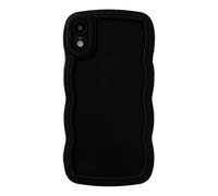 Caseative for iPhone Xr Case, Solid Color Curly Wave Frame Soft Compatible with iPhone Case (Black,iPhone Xr)