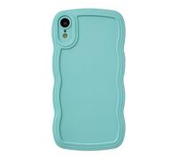 Caseative for iPhone Xr Case, Solid Color Curly Wave Frame Soft Compatible with iPhone Case (Blue,iPhone Xr)