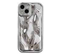 Caseative for iPhone Xr Case, Water Ripple Wave Meteorite Bubble Pattern Chrome Plating Soft Compatible with iPhone Case (Light Silver,iPhone Xr)