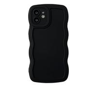 Caseative iPhone 11 Case, Solid Color Curly Wave Frame Soft, Drop-Protection (Black)